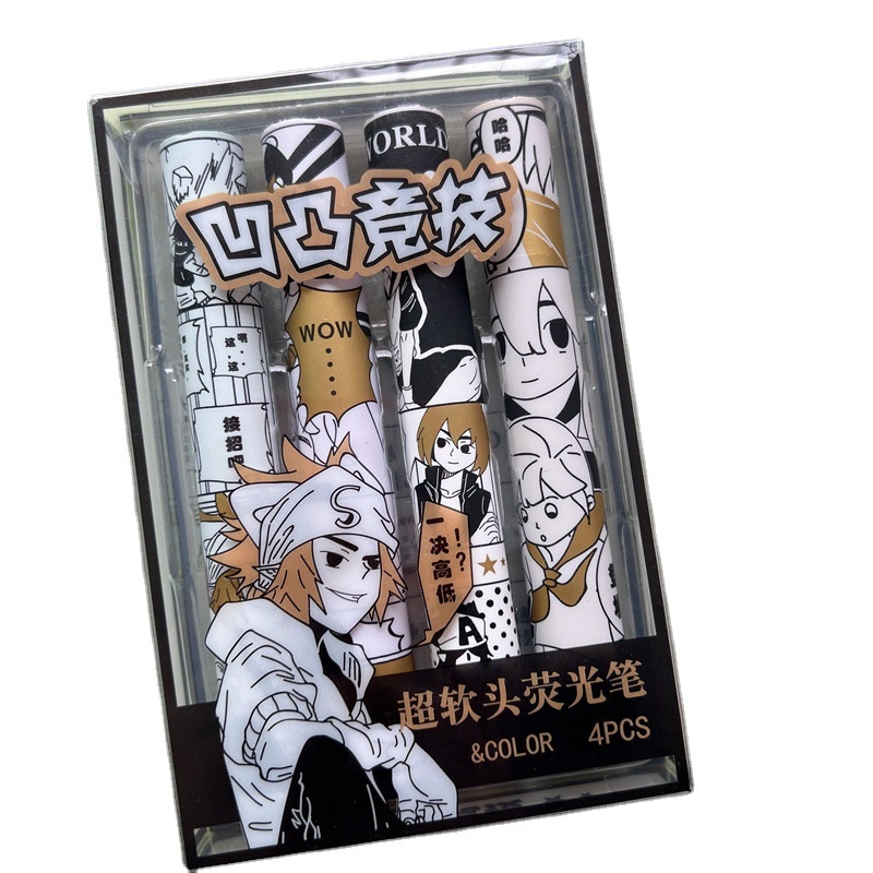 Set 4 Bút Bắt Sáng Đầu Mềm ins Etc. Bút Đánh Dấu Nhiều Màu Sắc Sáng Tạo Chất Lượng Cao