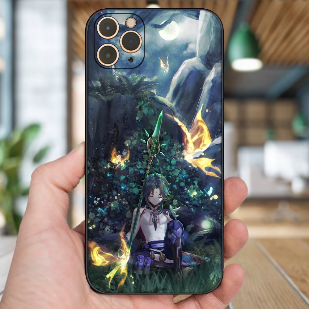 Ốp lưng iPhone 11 Pro Max dẻo đen cạnh vuông in hình Xiao Genshin Impact