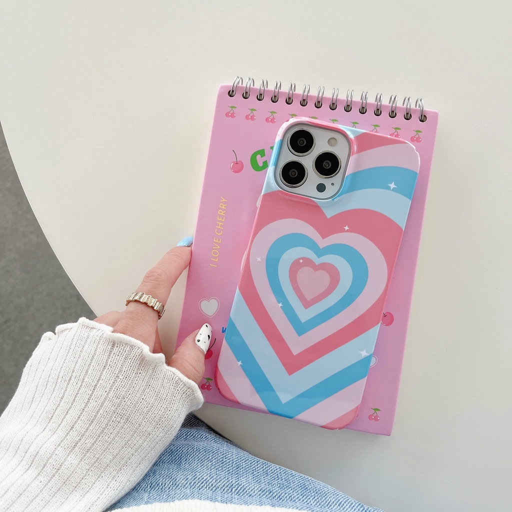 Ốp Điện Thoại Cứng Chống Sốc Họa Tiết Trái Tim Cho iPhone 14 / 13 / 12 / 11 / X