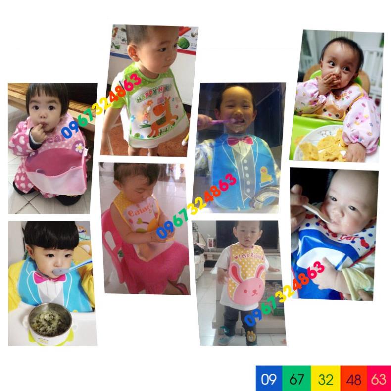 (quà tặng) (Y9.506)Yếm ăn dặm silicon có máng chống thấm cho bé