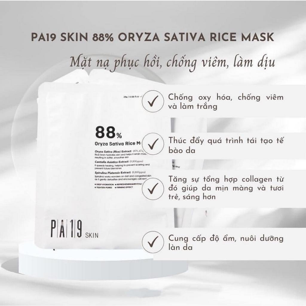 Mặt nạ chiết xuất gạo dưỡng da PA19 Skin 88% Oryza Sativa Rice mask hộp 10 miếng