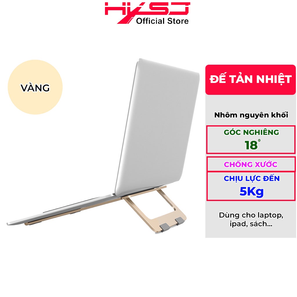 Đế tản nhiệt laptop HXSJ X5 bằng nhôm nguyên khối siêu mỏng nhẹ dùng cho máy 13- 15.6 inch - Hàng Chính Hãng