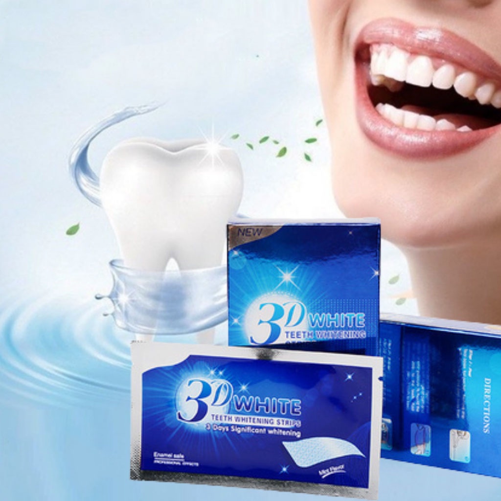Miếng dán trắng răng 3D white teeth whitening Strips trắng răng bật tông trong 7 ngày sử dụng_BL017