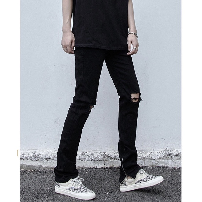 Quần jeans zipper G630 màu đen form suông cực đẹp