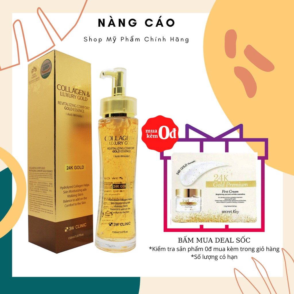 Tinh Chất Vàng Dưỡng Trắng,Tái Tạo Da 3W Clinic Collagen & Luxury Gold 150ML