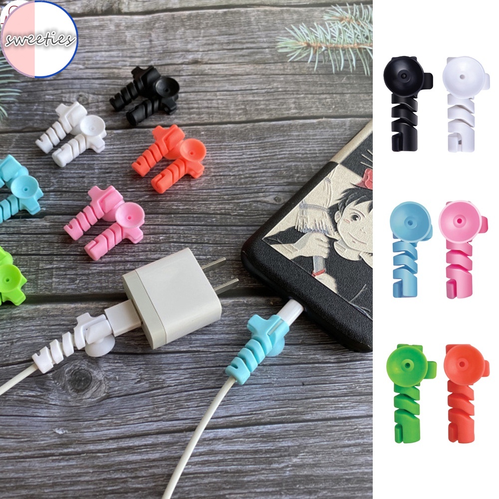 Phụ kiện quấn bảo vệ cáp sạc/ dây cáp dữ liệu kiểu xoắn ốc chống đứt màu ngẫu nhiên