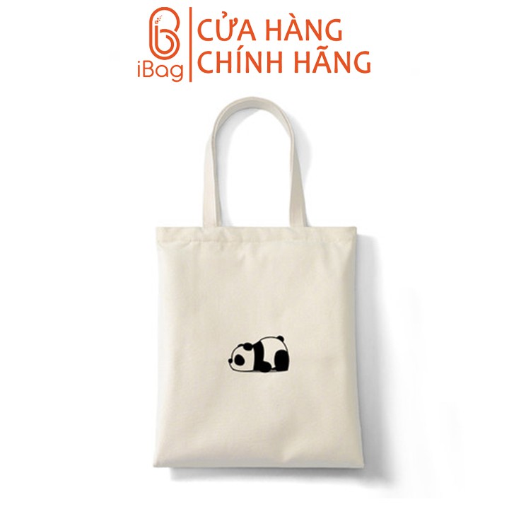 Túi tote đi học IBAG nữ phong cách ulzzang dáng unisex in hình gấu trúc nằm ngủ N011