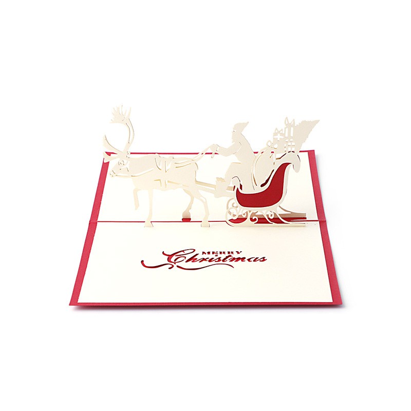 love* 3D Pop Up Santa's Sleigh Greeting Card Merry Christmas Wedding Postcard Gift hot