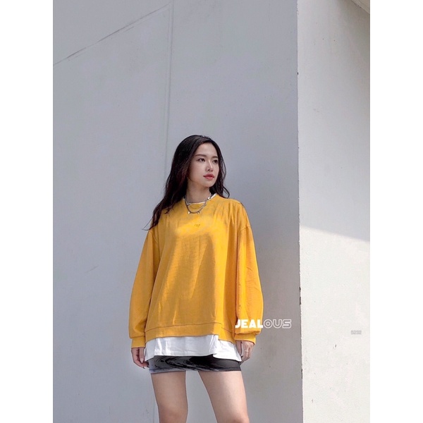 Áo nỉ dài tay, áo dài tay hai lớp lót trong màu trắng 5232