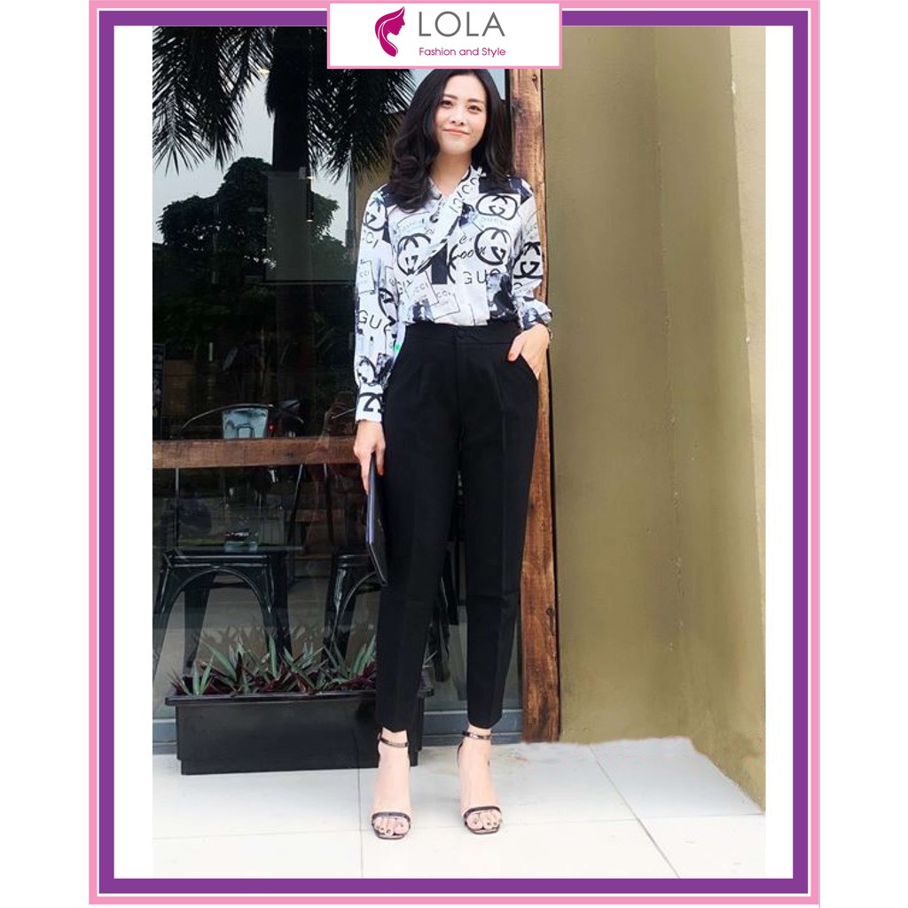 Quần tây nữ lưng cao 𝐒𝐭𝐲𝐥𝐞 𝐇à𝐧 𝐐𝐮ố𝐜 cúc bọc vải - Chất vải cát Hàn màu đen, trắng, xanh ghi - Dáng đứng cực xinh - LOLA