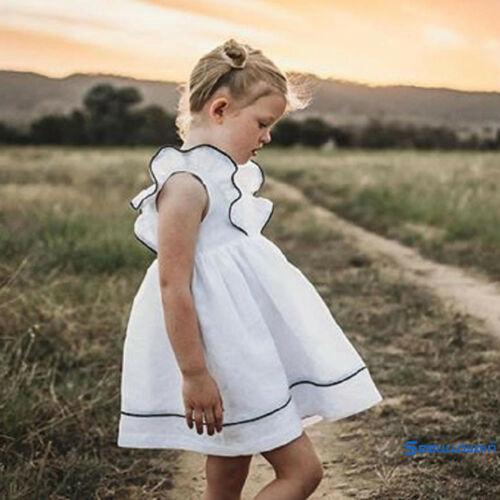 ❥☀✿SEEToddler Kids Baby Girls Summer Party Wedding Ruffle Tutu Dress Dresses Skirts Outifts Clothes White