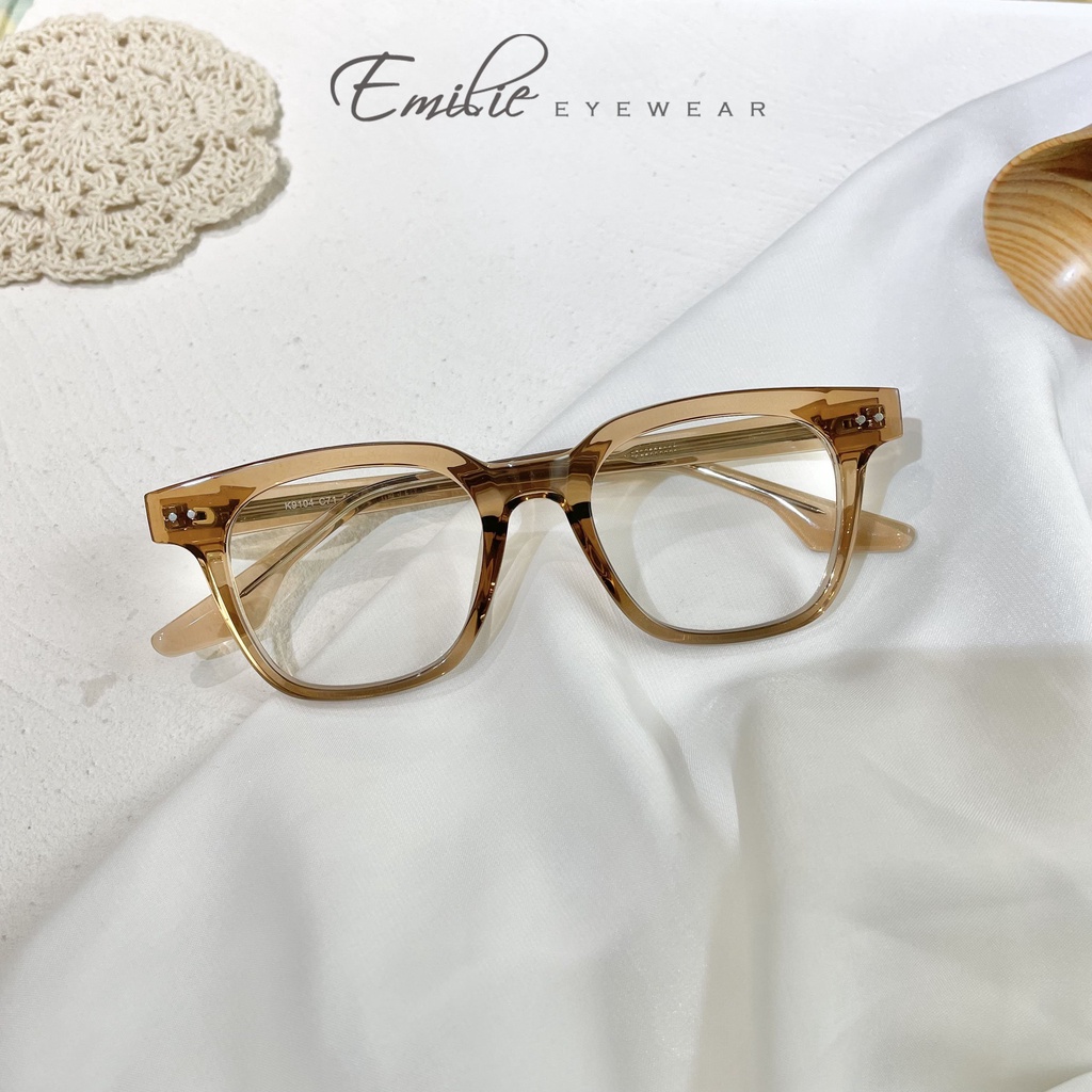 Gọng kính vuông nam nữ nhựa TR kết hợp acetate Kính mắt Emilie phụ kiện thời trang K9104