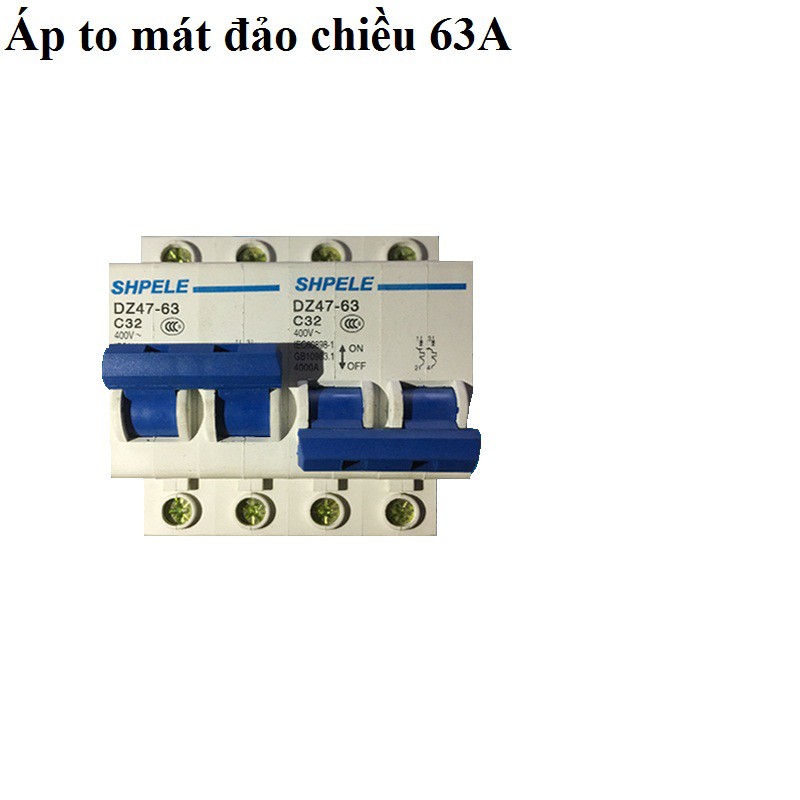 Cầu dao đảo chiều dạng aptopmat 2P 63A SHPELE, công tắc đảo chiều, cầu dao 2 chiều, ATS 2P 63A, bộ đổi nguồn điện