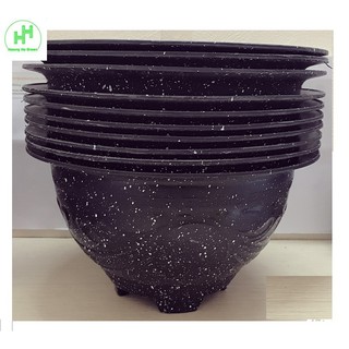 10 Chậu Nhựa Trồng Hoa, Cây Cảnh Giả Đá Đen Cường Hằng T380