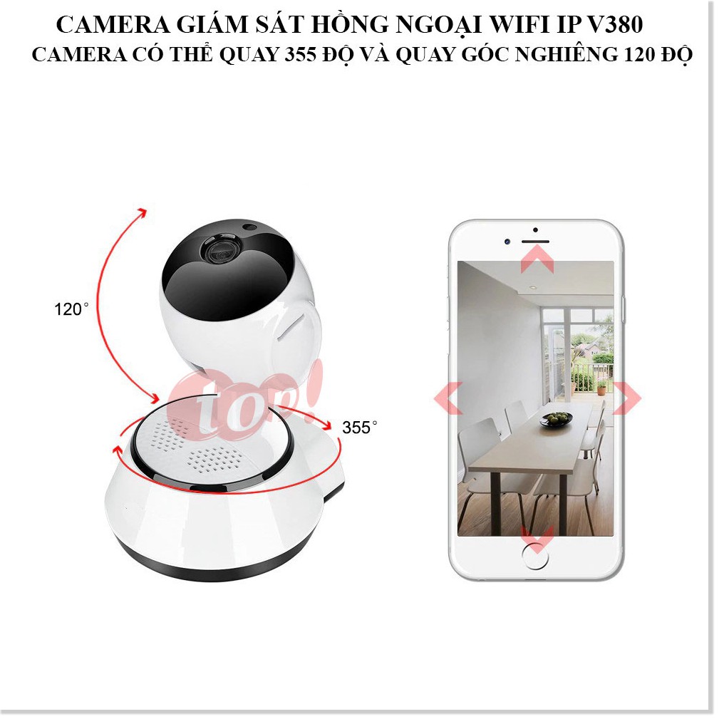 Camera Giám Sát Qua Điện Thoại V380 ✔Chính Hãng✔️ Kết nối không dây qua điện thoại, Đàm thoại 2 chiều, Xoay 360.