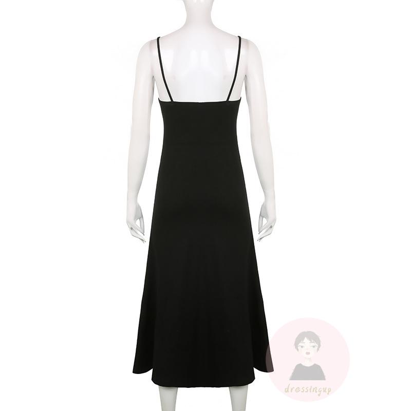 Đầm Hai Dây Dáng Chữ A Màu Trơn Thời Trang Mùa Hè Cho Nữ