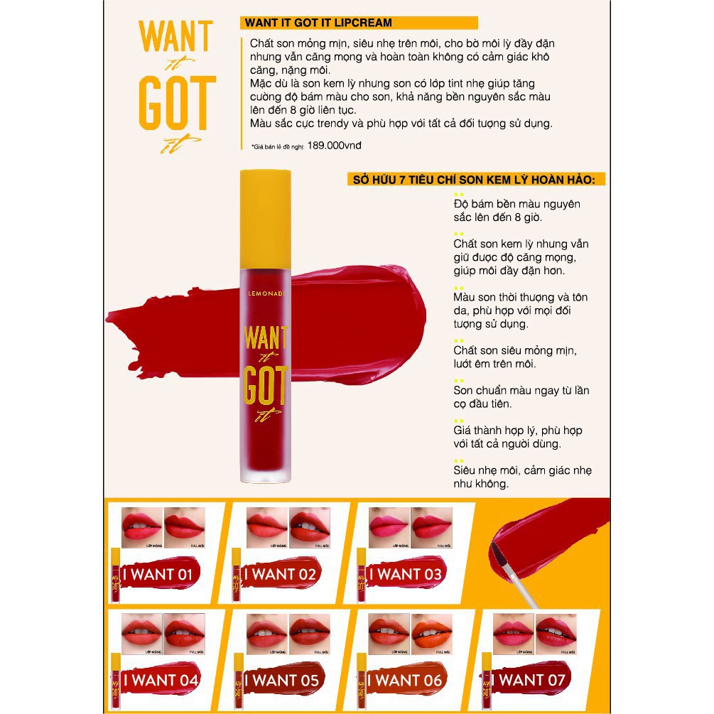 NN TTe Combo Lemonade Want It Got It Son kem lì và Chì kẻ mày hai đầu (5g + 4g) 15 6 NN