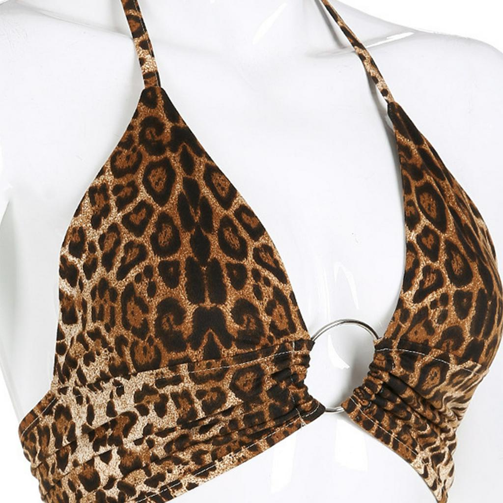 Áo Croptop Hoạ Tiết Da Báo Thiết Kế Hở Lưng Quyến Rũ