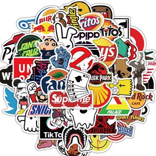 Set 50 miếng dán trang trí chống nước in chữ Supreme