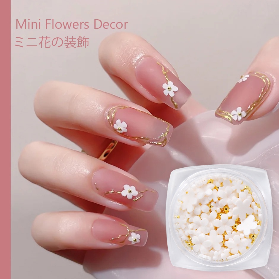 Lọ phụ kiện hình bông hoa STZPRONAIL cỡ nhỏ ba chiều bằng thép màu vàng trắng/hồng/tím dùng trang trí móng tay thủ công