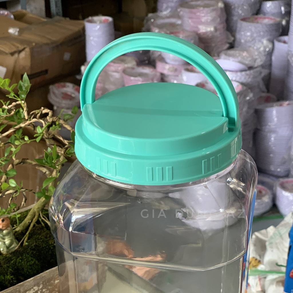 Hũ nhựa đựng bánh 3,5,7,10kg có quai xách, nắp vặn chắc chắn chất liệu nhựa PET chất lượng cao, an toàn cho người dùng