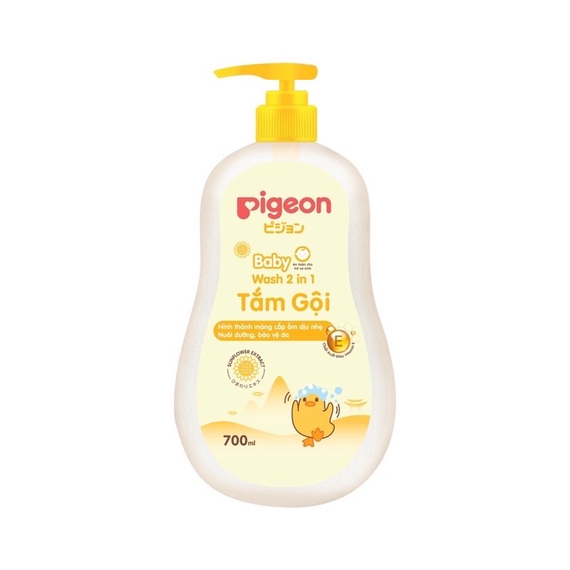 Sữa tắm gội 700ml Pigeon 2in1 dịu nhẹ (xanh,vàng)