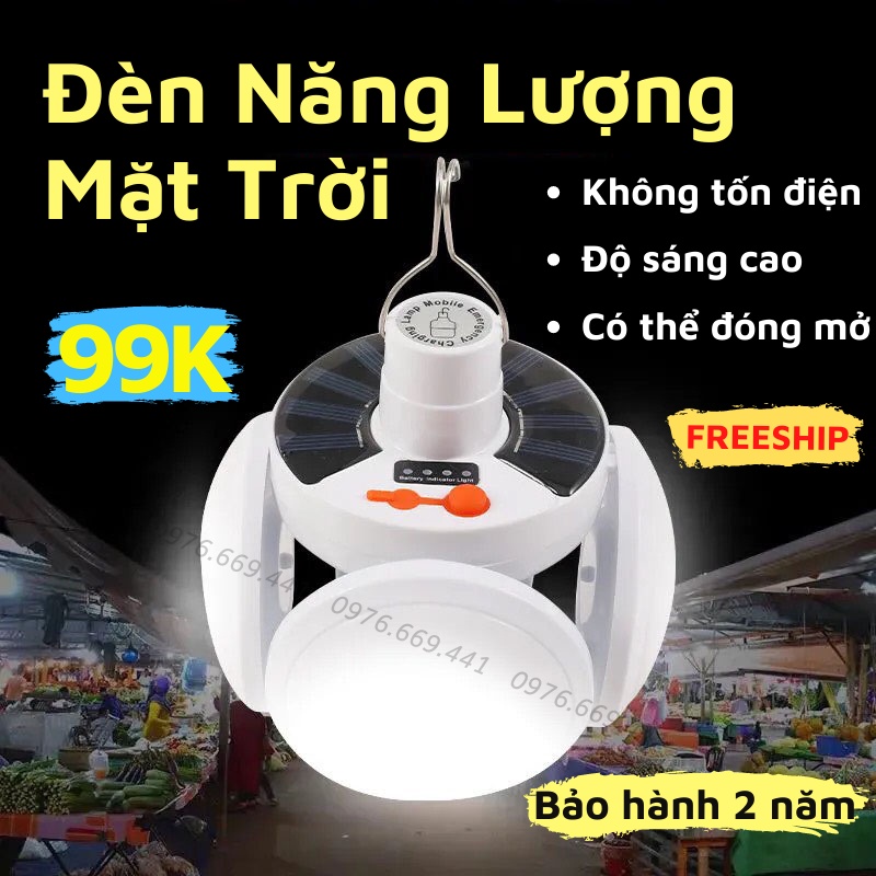 Đèn Năng Lượng Mặt Trời Đèn Tích Điện 4 Cánh Đóng Mở Tích Hợp Sạc Pin Chống Nước Ngoài Trời