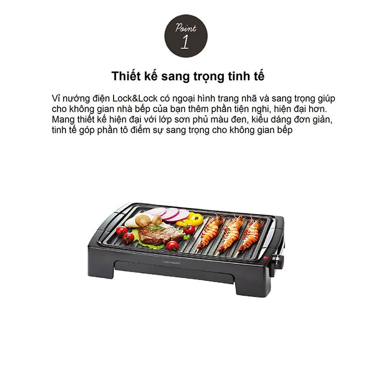 Vỉ Nướng Điện ELECTRIC GRILL 1300W Lock&Lock EJG221