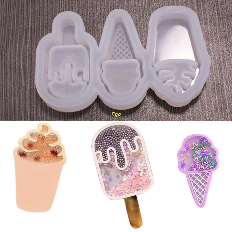 Khuôn Silicone Làm Móc Khóa Resin Epoxy Hình Kem Ốc Quế DIY