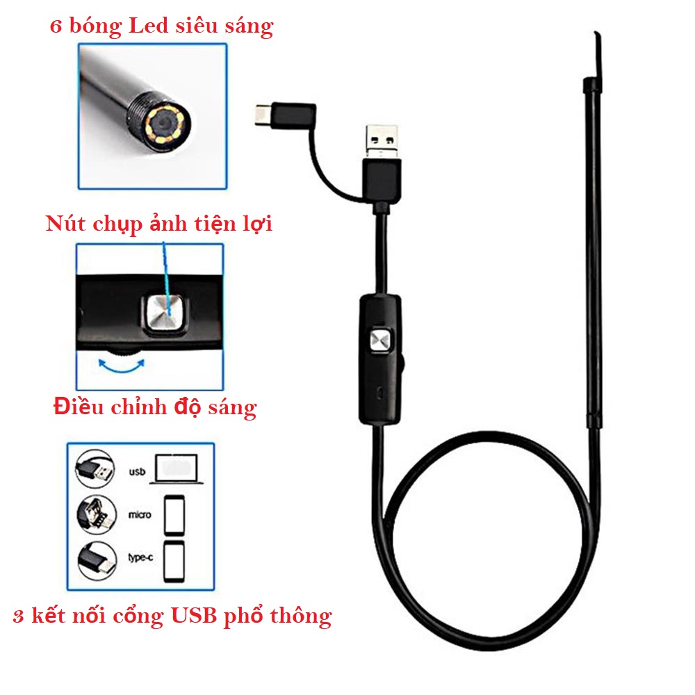 Máy Hỗ Trợ Lấy Ráy Tai Xịn-Camera Nội Soi Tai Siêu Nét Kèm Bộ Lấy Ráy Mũi chuyên nghiệp - Nhanh gọn - Không đau