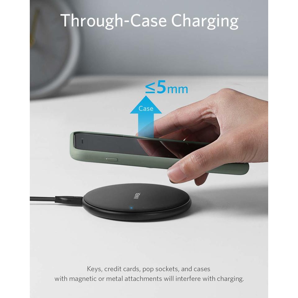 Đế Sạc Không Dây Anker A2503 Sạc Nhanh Chuẩn Qi Cao Nhất 10WWireless Charger Cho Apple Samsung Xiaomi-K Kèm Củ