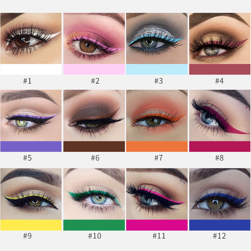 Set 12 Bút Kẻ Mắt Dạng Lỏng Handaiyan Chống Nước Tiện Lợi