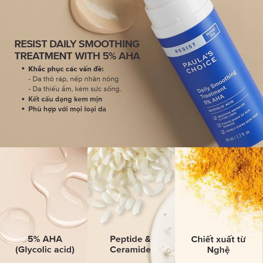 [PAULA'S CHOICE] AHA cho người mới bắt đầu làm sáng da, mờ thâm Resist Daily Smoothing Treatment  With 5% AHA (Mã 7660)