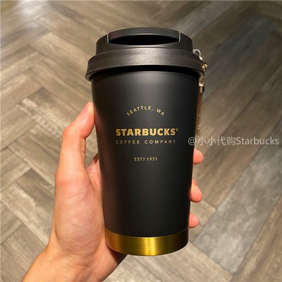 Cốc Starbucks 2020 giáng sinh vàng đen cổ điển Thép không gỉ màu đỏ và đen Máy tính để bàn cốc nước tách cà phê