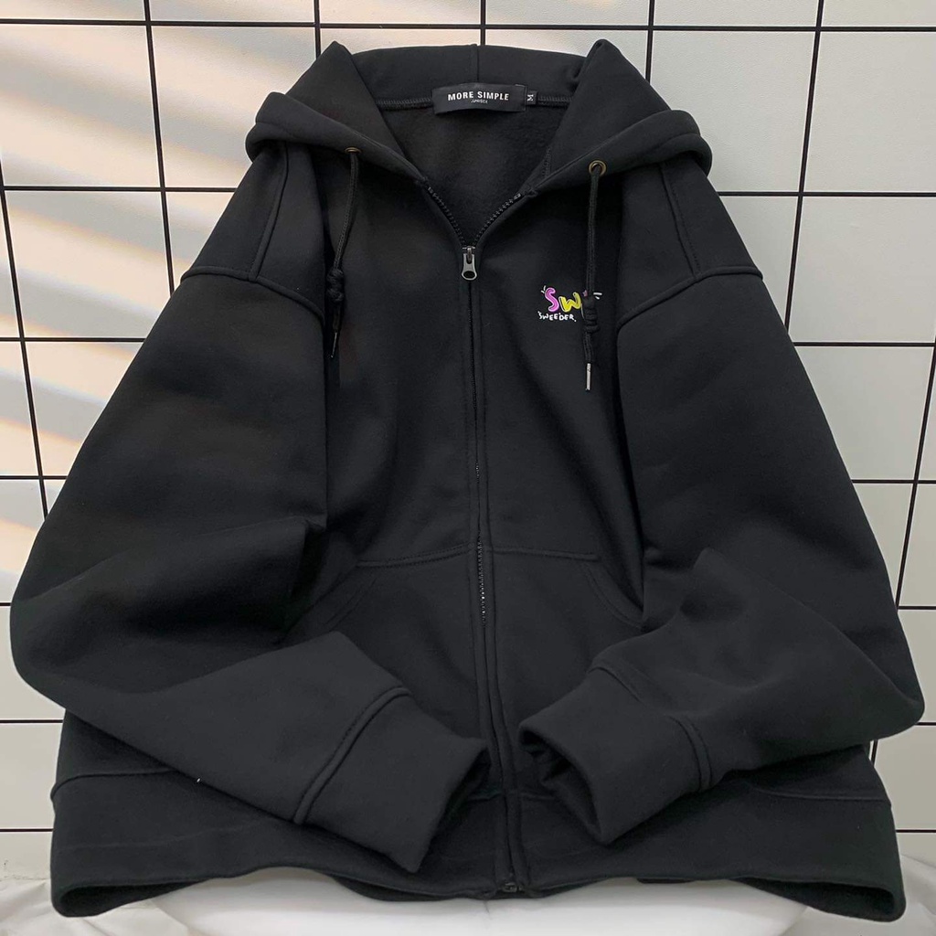 Áo Khoác Hoodie RAINBOW SWD Phối Dây Kéo Vải Nỉ Bông Form Rộng Ulzzang | BigBuy360 - bigbuy360.vn