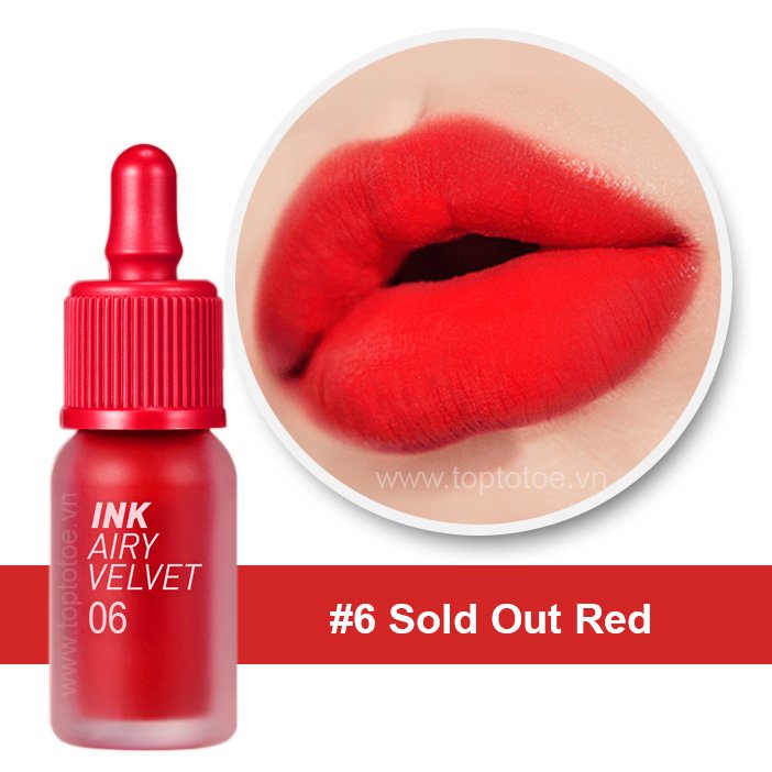Son Kem Lì Peripera Ink Airy Velvet Lip Tint Màu 06 Sold Out Red (Đỏ Thuần)