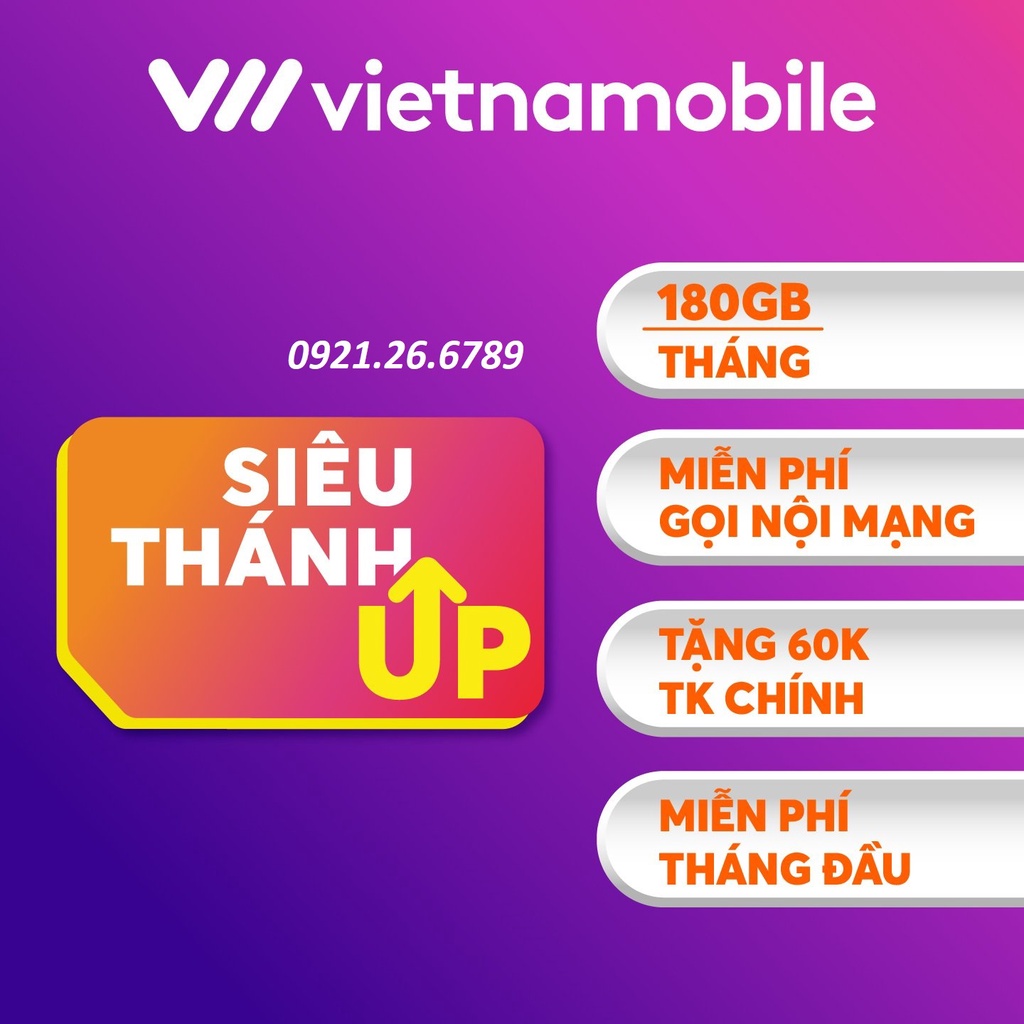Sim vietnamobile data 4g giá rẻ siêu thánh sim 2022 miễn phí 180gb/Tháng