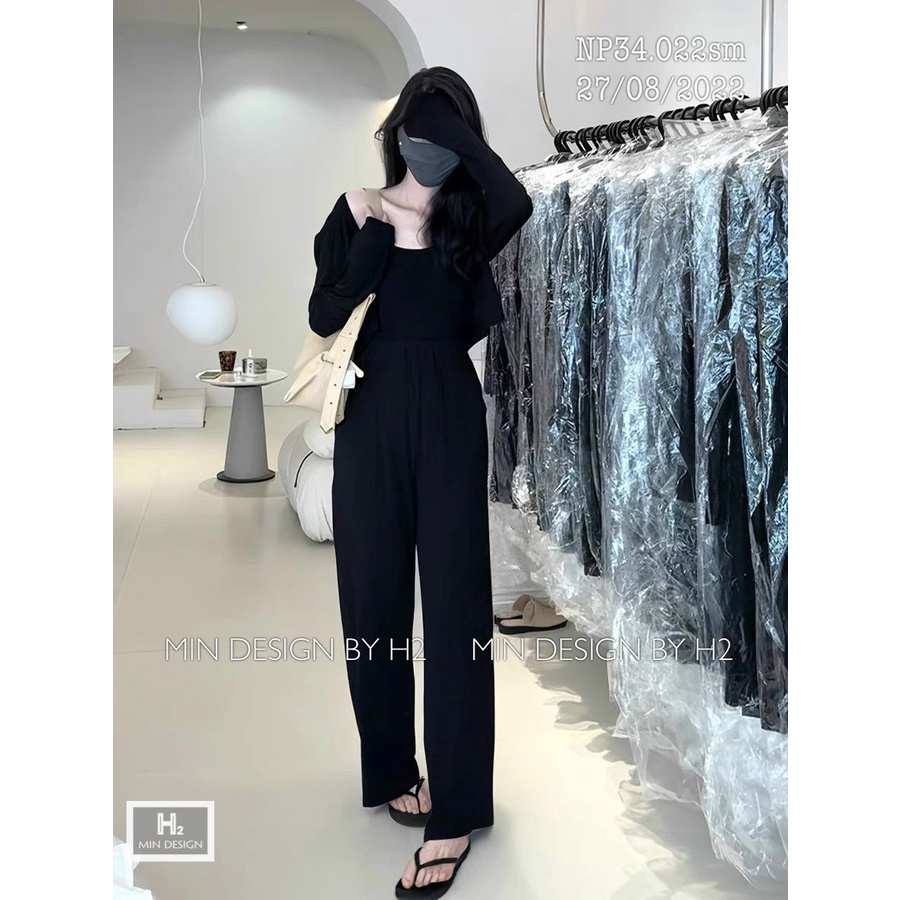 Set 3 món quần dài kèm áo chất thun dẻo thích hợp mặc đi làm đi chơi phù hợp với mọi phong cách