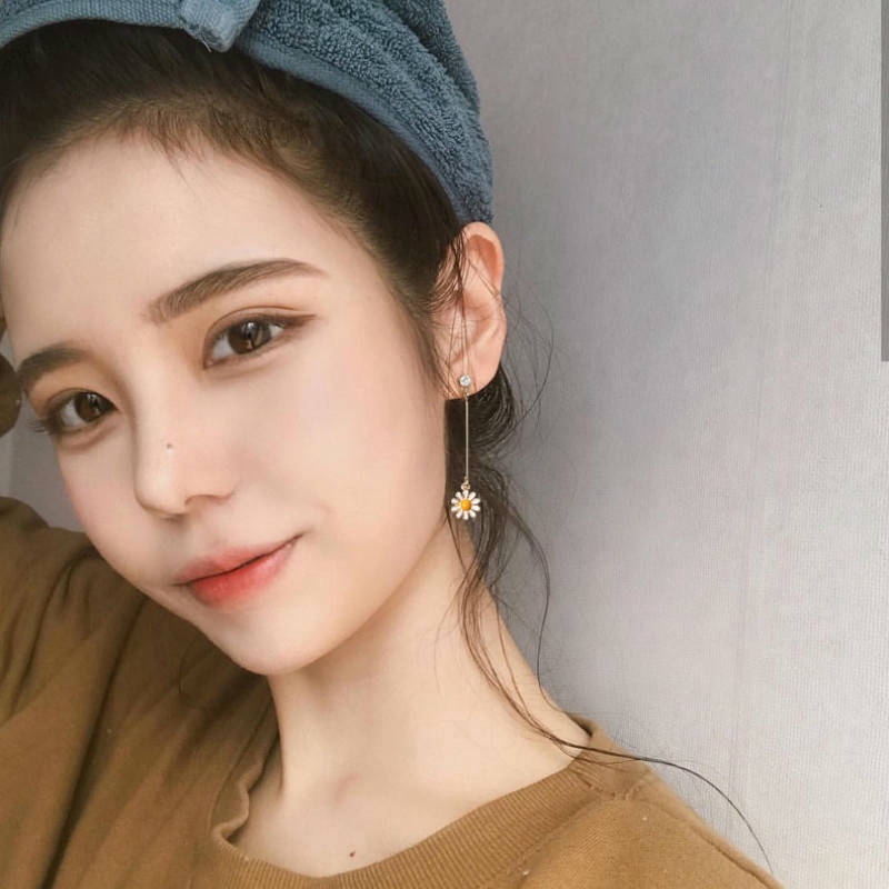 Korean Fashion Ins Style Small Daisy Women Earrings Yellow Sun Flower Girls Jewelry Long &amp; Short