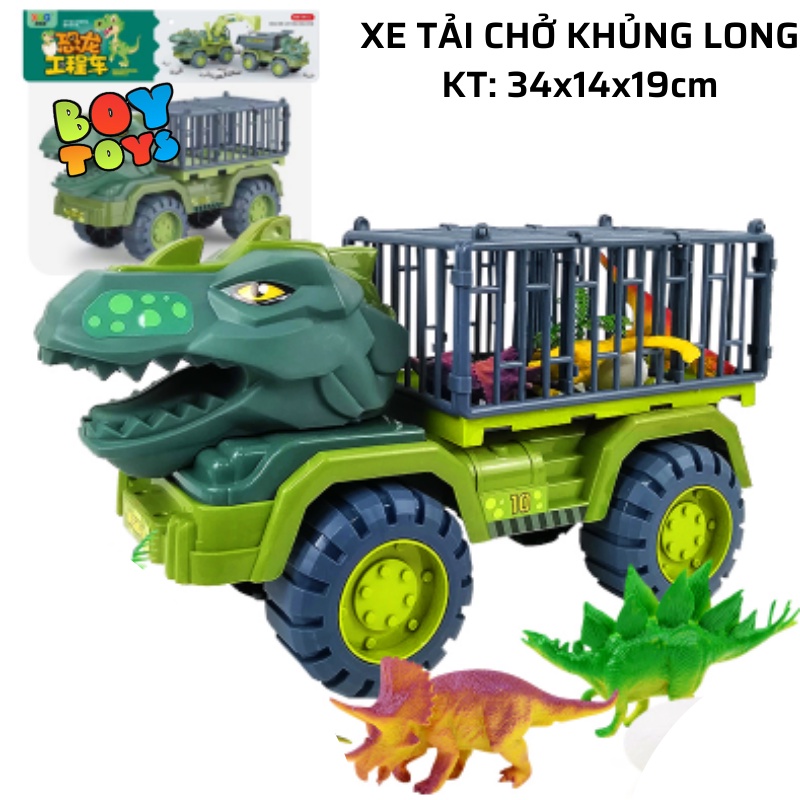 [SIZE LỚN]Đồ chơi mô hình xe khủng long chở thú chuyên dụng cỡ đại, có sẵn khủng long đi kèm cho bé