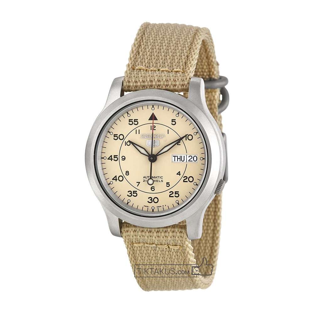 - Đồng hồ nam dây dù Seiko 5 SNK803K2 (Vàng Kem)