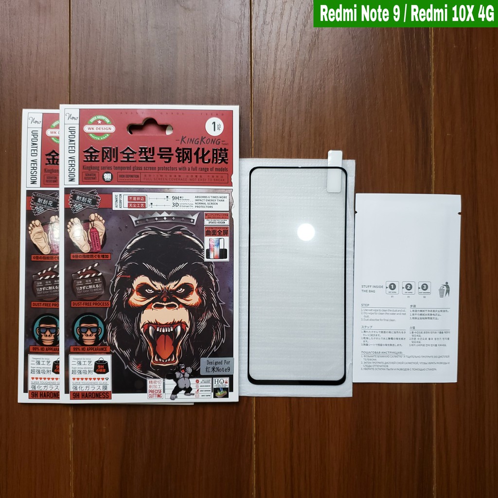 Cường lực Kingkong cho Xiaomi Redmi Note 9 / Redmi 10X 4G Full màn Full keo cao cấp