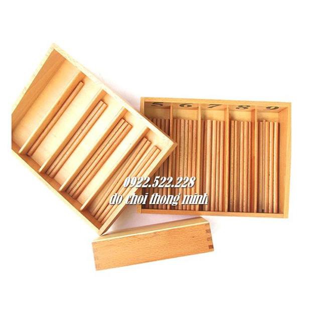 Bộ que tính to - Giáo cụ Montessori Spindle Box With 45 Spindles