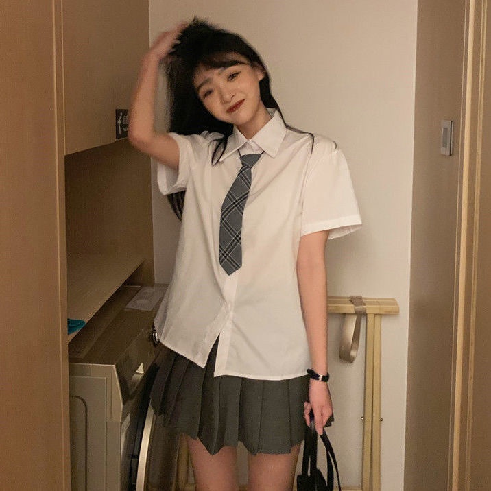 ■Áo Sơ Mi Đồng Phục Tay Ngắn Phong Cách Học Sinh Nhật Bản Kiểu Mới Dễ Phối Đồ Cho Nữ