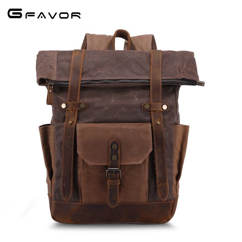G-Favor Balo vải canvas phối da bò cao cấp - Mẫu T0010
