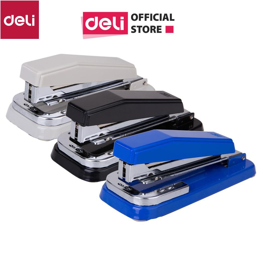 Dập ghim xoay chiều 25 trang Deli, Xám, Đen, Xanh dương - 1 cái E0414 [Deli]