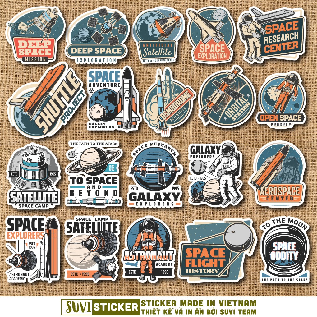 50 Sticker Galaxy chống nước sticker dán mũ bảo hiểm, laptop, điện thoại, đàn guitar, vali. MSP: NS04