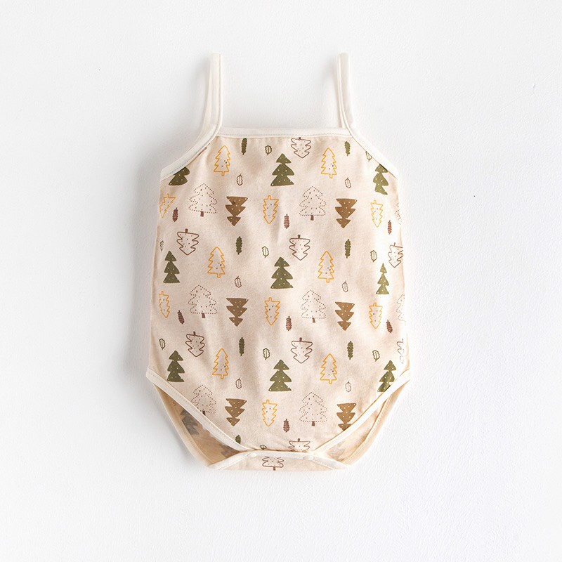 Bodysuit Bé Gái Cotton Organic Mỏng Mát Kiểu Dáng 2 Dây Mùa Hè