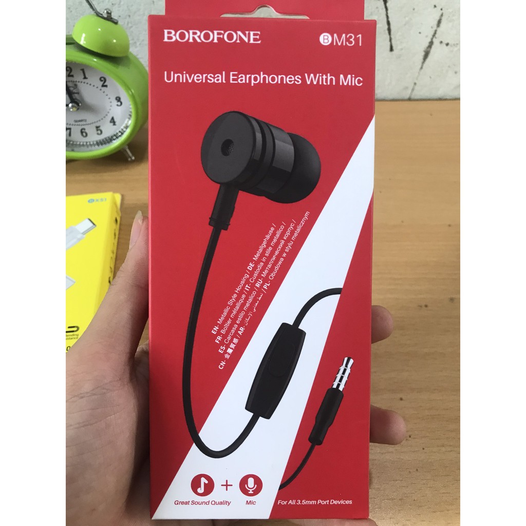 Tai nghe nhét tai có dây Borofone BM31 có mic thoại - Hàng Chính Hãng