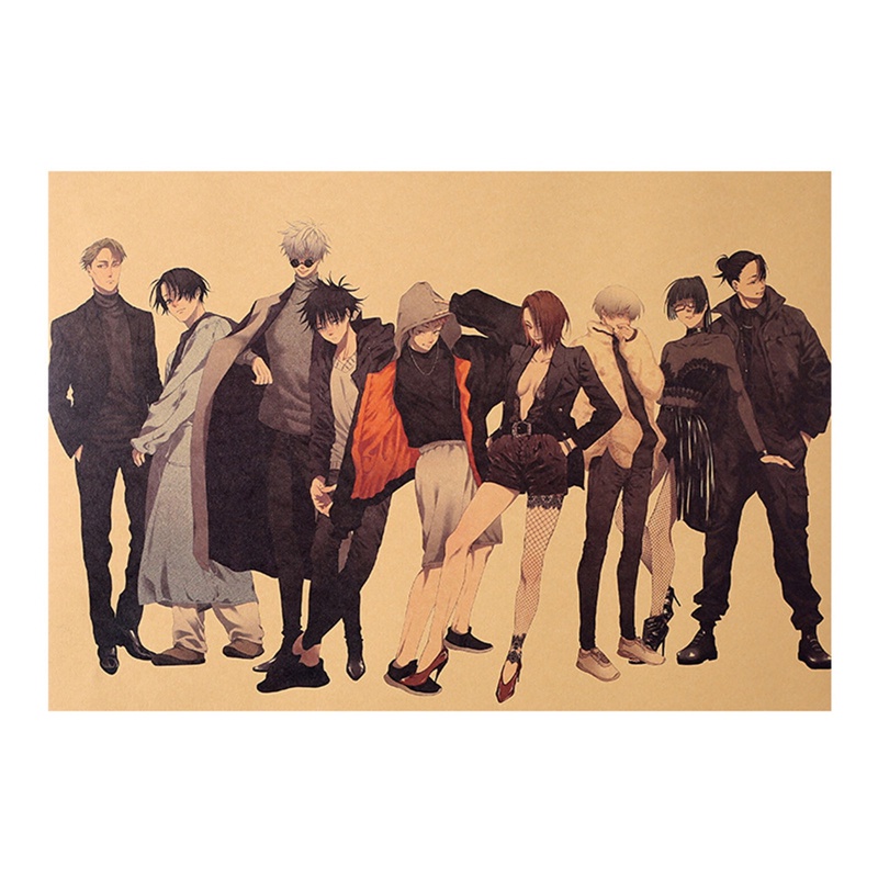 Poster Giấy Hình Anime Jujutsu kaisen Satoru Gojo Yuji Megumi Fushiguro 50x35cm